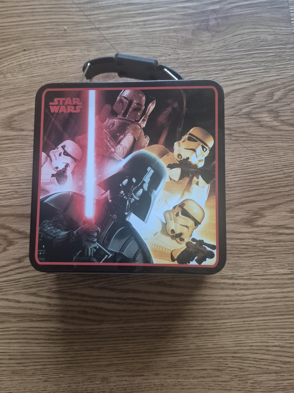 Star Wars Metal Lunchbox with Darth Vader and Stormtroopers - Black Red Orange